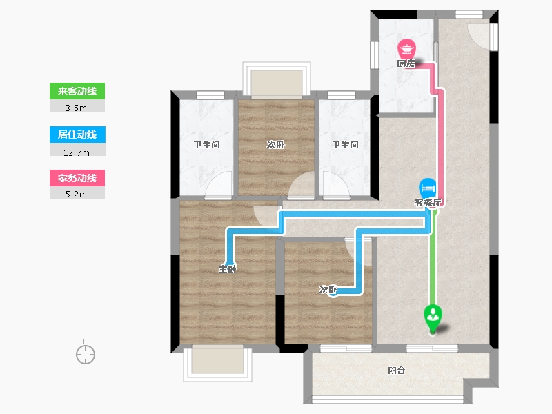 湖北省-武汉市-绿都中央公园-75.33-户型库-动静线