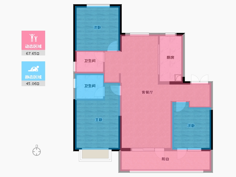 山东省-聊城市-城市玖玺·东区-101.40-户型库-动静分区