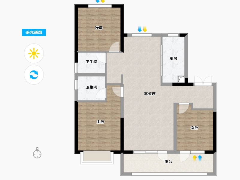 山东省-聊城市-城市玖玺·东区-101.40-户型库-采光通风