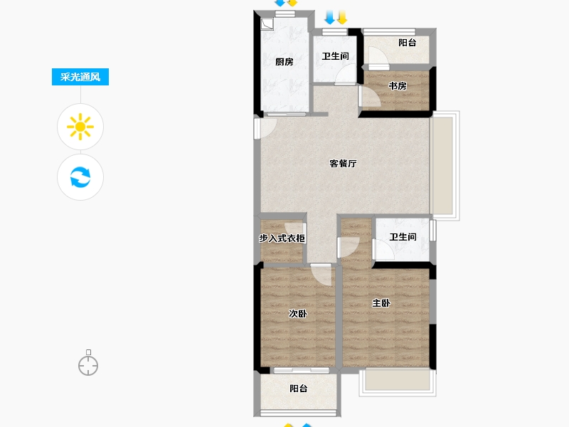 浙江省-温州市-荣安汇学府-76.00-户型库-采光通风