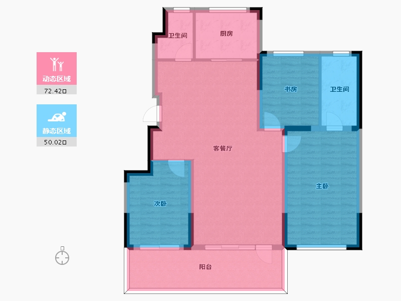 辽宁省-盘锦市-天玺东城-111.42-户型库-动静分区