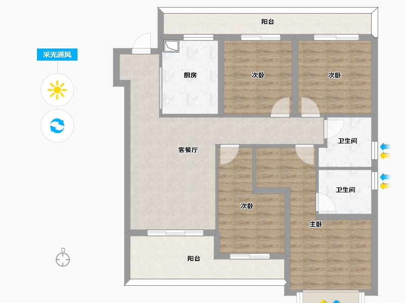 湖北省-武汉市-恺德雲麓-103.43-户型库-采光通风