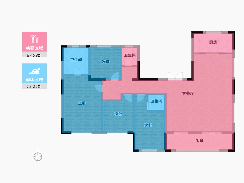 辽宁省-辽阳市-京都城·天玺-145.52-户型库-动静分区