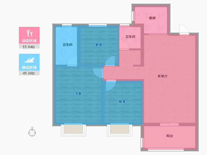 河南省-鹤壁市-城投尊府-90.40-户型库-动静分区