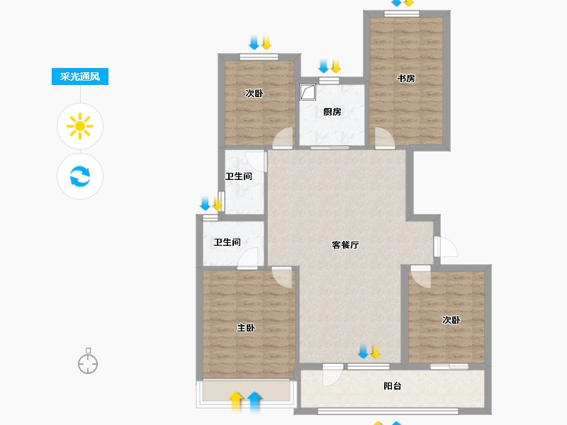 山东省-潍坊市-绿城·桂语朝阳-102.30-户型库-采光通风