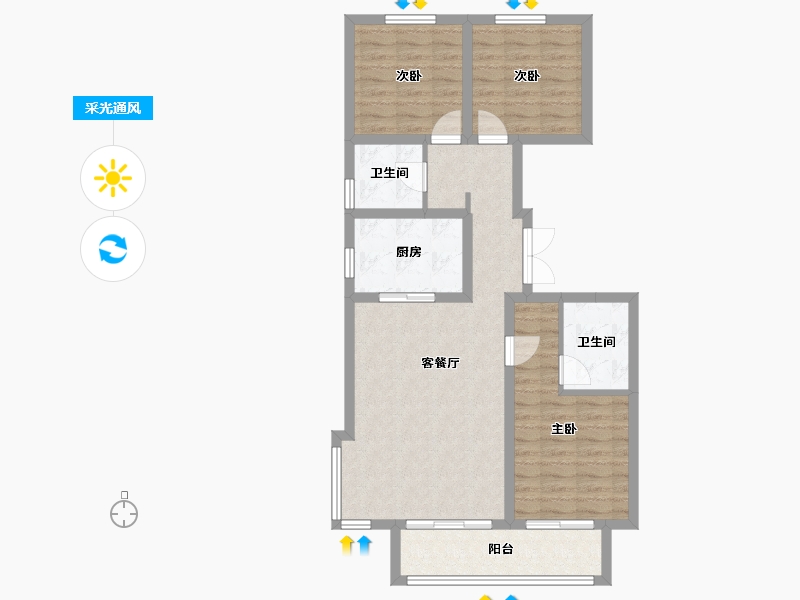 河北省-廊坊市-天樾府-83.15-户型库-采光通风