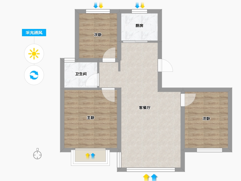 河北省-唐山市-大悦天玺-61.18-户型库-采光通风