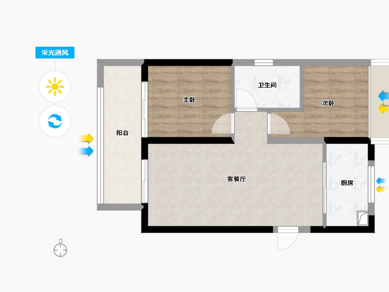 河南省-郑州市-高新城开·松云缦-56.48-户型库-采光通风