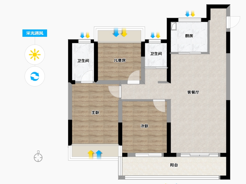 甘肃省-庆阳市-元熙府-82.71-户型库-采光通风