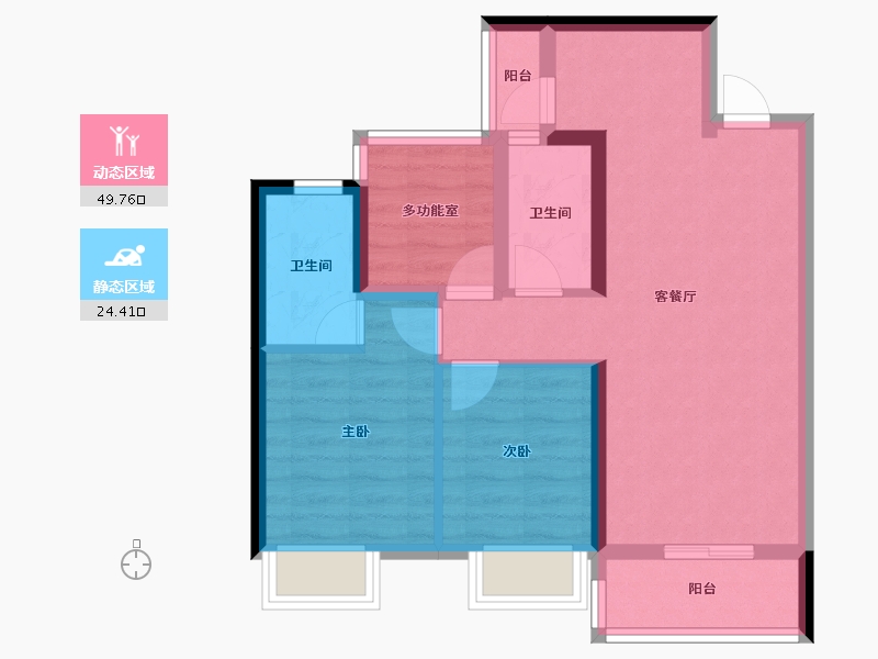 广东省-江门市-联发悦澜山-74.98-户型库-动静分区