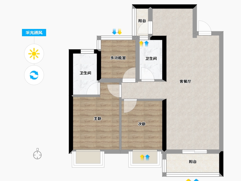 广东省-江门市-联发悦澜山-74.98-户型库-采光通风