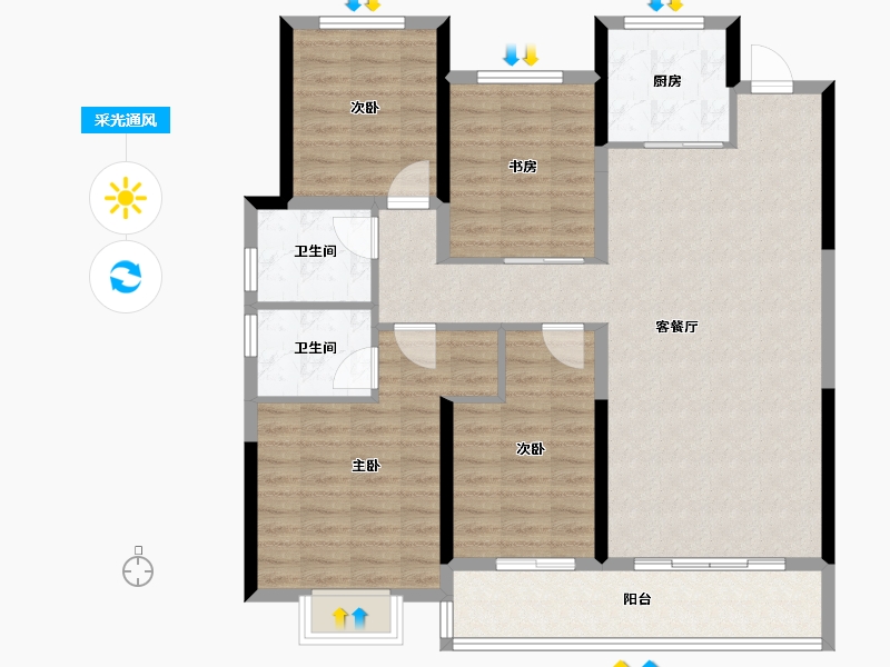 浙江省-宁波市-百誉府-112.00-户型库-采光通风