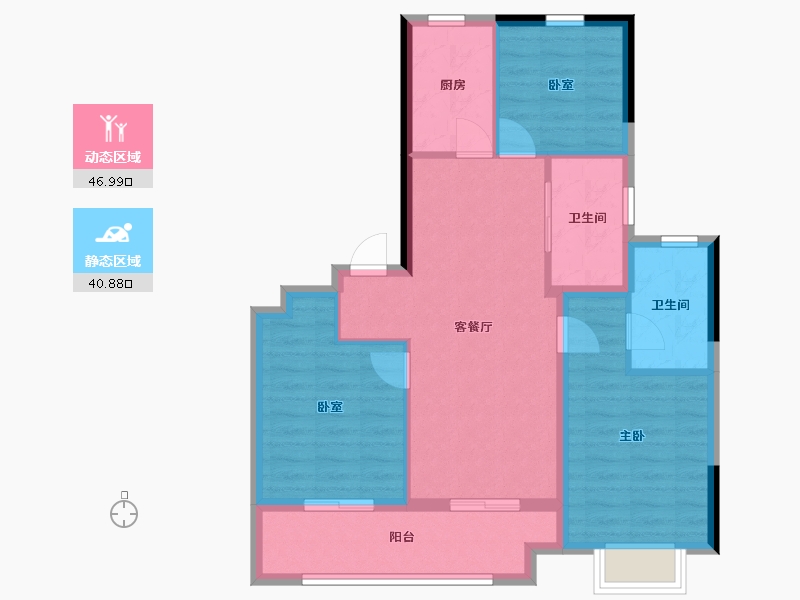 浙江省-宁波市-金昇云境-78.66-户型库-动静分区