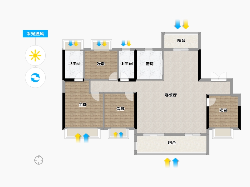 湖南省-娄底市-顺新一品-123.25-户型库-采光通风