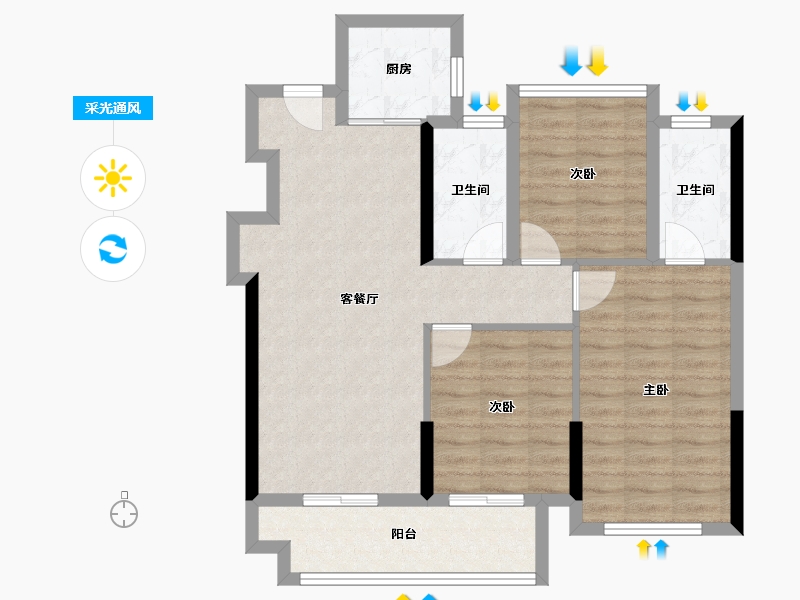 湖北省-武汉市-天创云和樾-81.44-户型库-采光通风