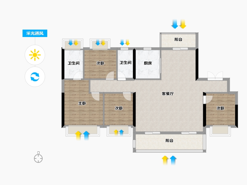 湖南省-娄底市-顺新一品-122.71-户型库-采光通风