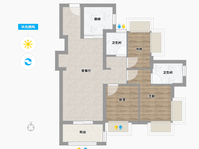 广东省-深圳市-满京华·金硕和府-59.28-户型库-采光通风