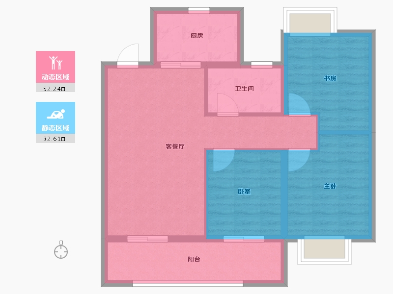 江苏省-扬州市-中信泰富锦玥府Ⅱ-76.15-户型库-动静分区