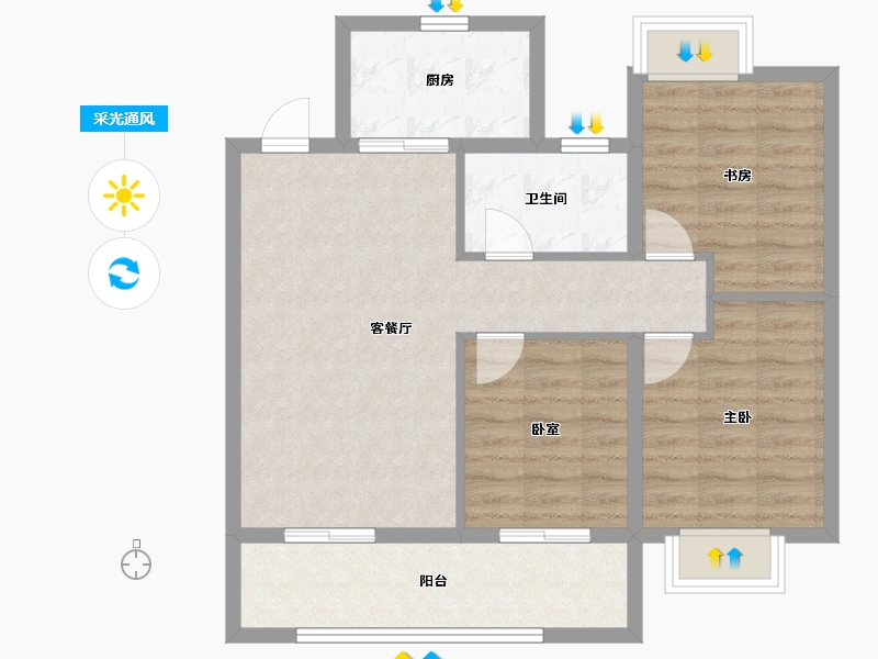 江苏省-扬州市-中信泰富锦玥府Ⅱ-76.15-户型库-采光通风