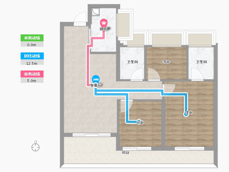 湖北省-武汉市-恺德雲麓-73.41-户型库-动静线