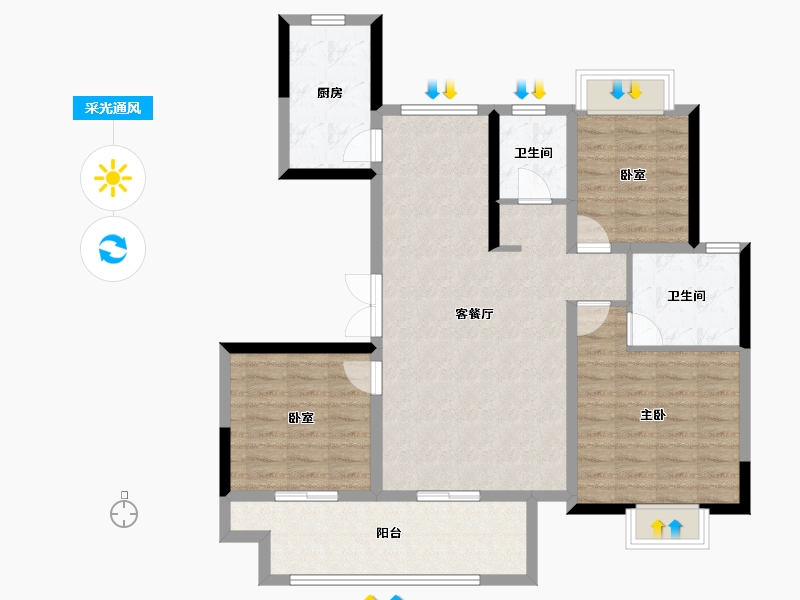 江苏省-宿迁市-政通·清华别院-99.95-户型库-采光通风