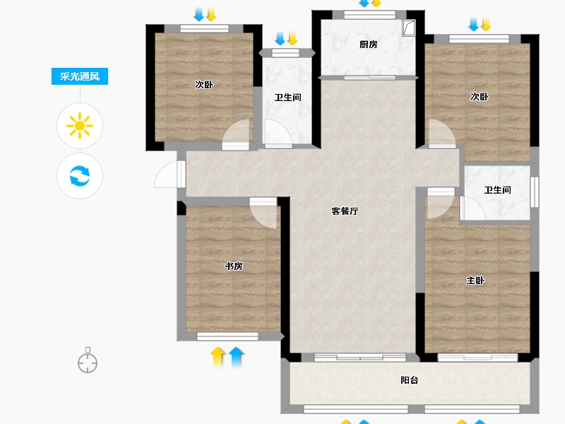 甘肃省-庆阳市-元熙府-96.17-户型库-采光通风