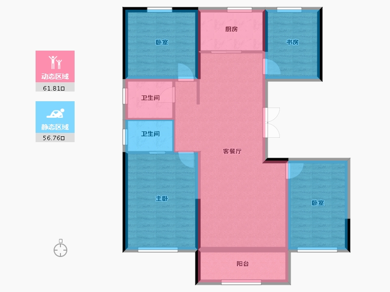 新疆维吾尔自治区-石河子市-新都市二期-114.40-户型库-动静分区