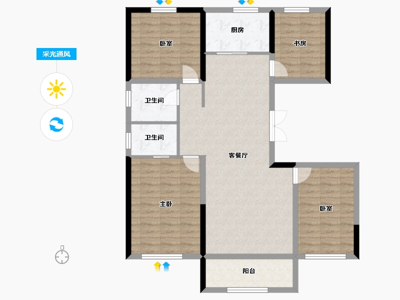 新疆维吾尔自治区-石河子市-新都市二期-114.40-户型库-采光通风