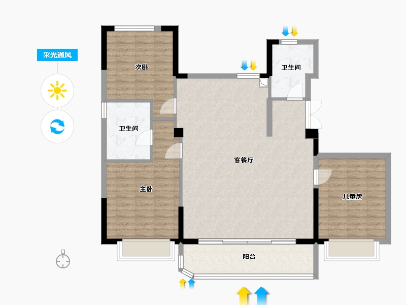 浙江省-宁波市-铁建·明贤府-113.73-户型库-采光通风