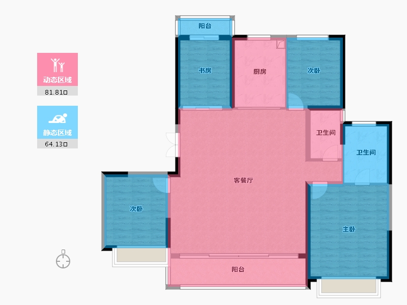 陕西省-西安市-远洋·万和云著-133.46-户型库-动静分区