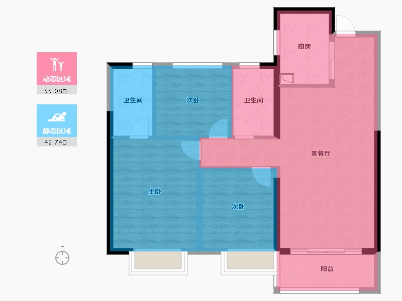 湖南省-长沙市-长沙溪山悦-88.06-户型库-动静分区