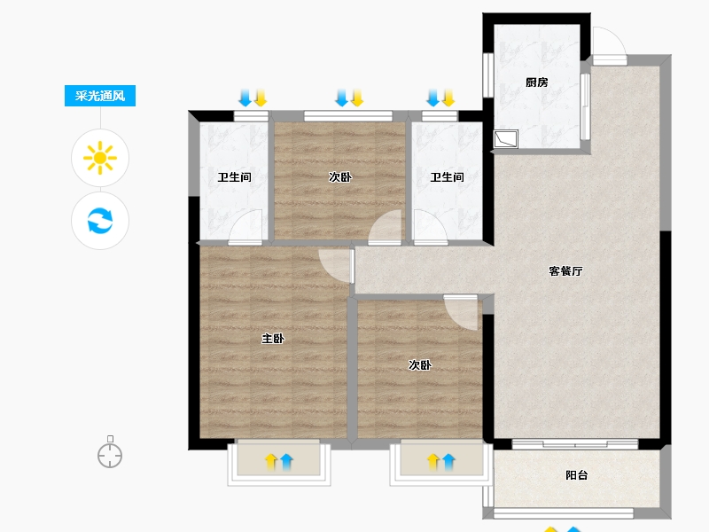 湖南省-长沙市-长沙溪山悦-88.06-户型库-采光通风