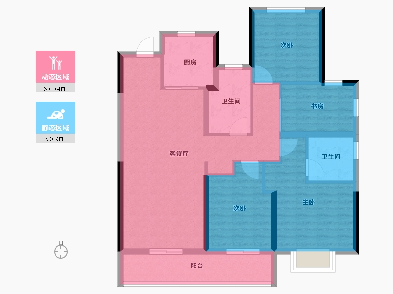 浙江省-宁波市-百誉府-102.40-户型库-动静分区