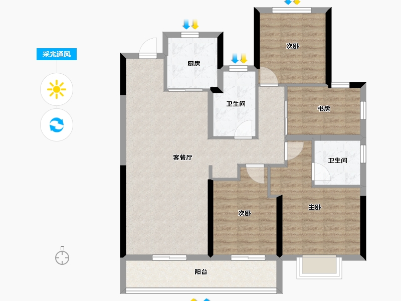 浙江省-宁波市-百誉府-102.40-户型库-采光通风