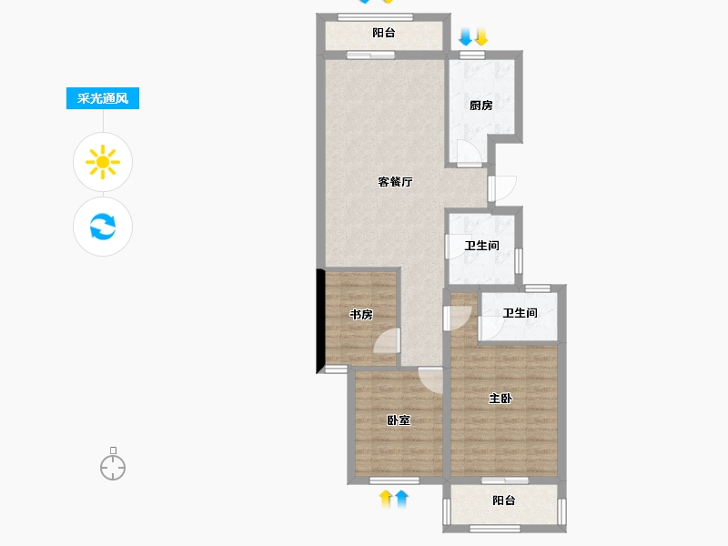 浙江省-杭州市-倾城之恋-91.20-户型库-采光通风