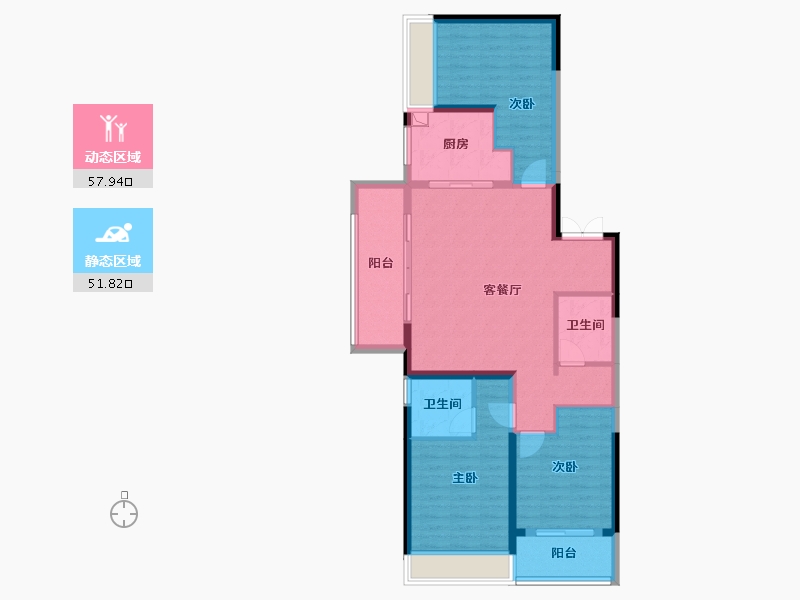 河南省-郑州市-高新城开·松云缦-98.40-户型库-动静分区