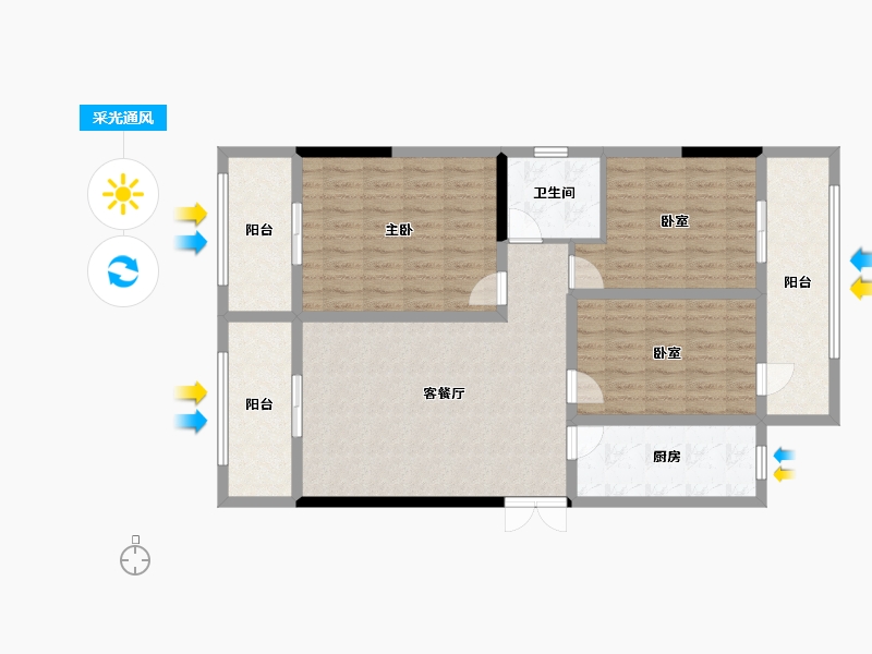 河南省-洛阳市-金水花园-107.00-户型库-采光通风