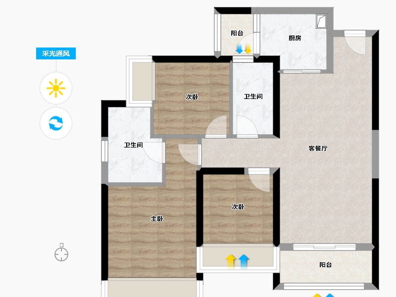 广东省-深圳市-盛龙时代-76.00-户型库-采光通风