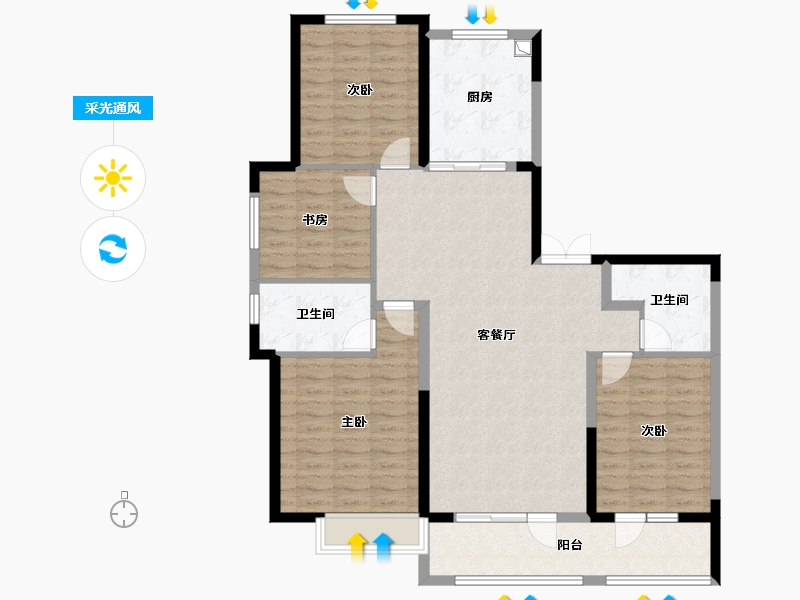 山东省-青岛市-远洋繁花里-121.30-户型库-采光通风