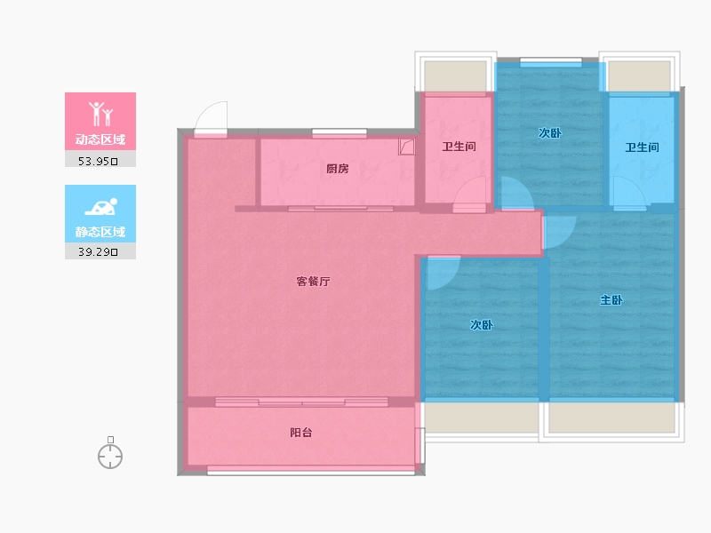 江苏省-扬州市-中信泰富锦玥府Ⅱ-84.01-户型库-动静分区