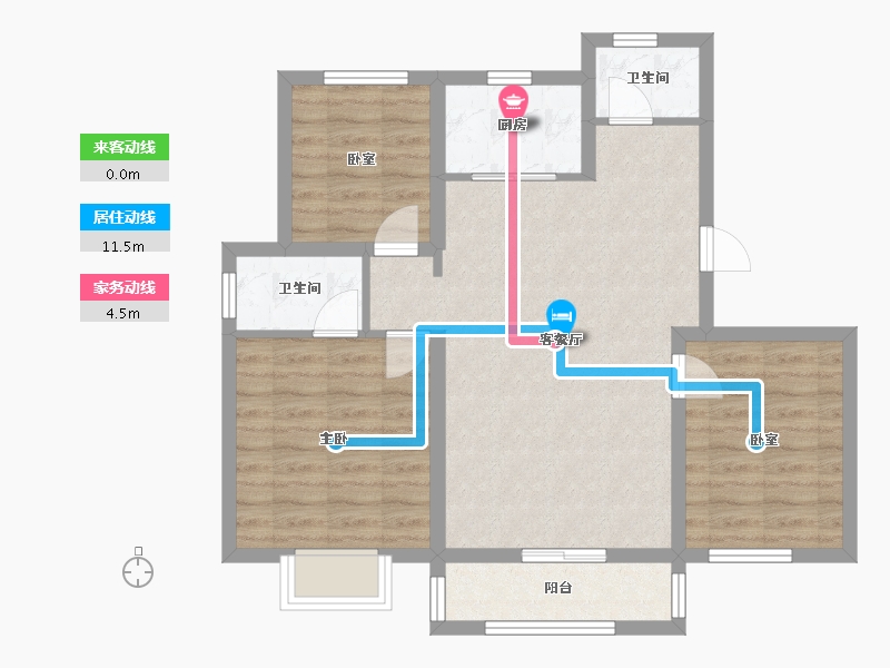 河北省-唐山市-大悦天玺-76.83-户型库-动静线