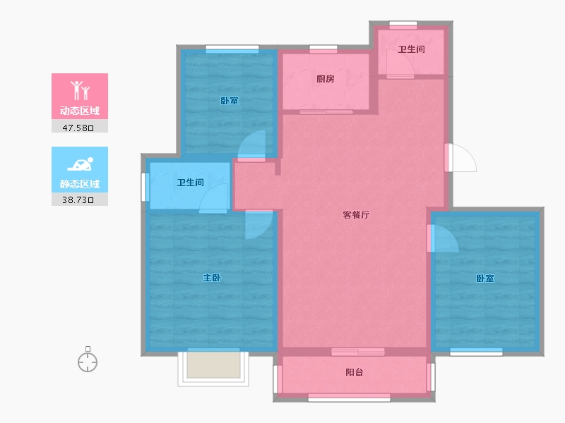 河北省-唐山市-大悦天玺-76.83-户型库-动静分区