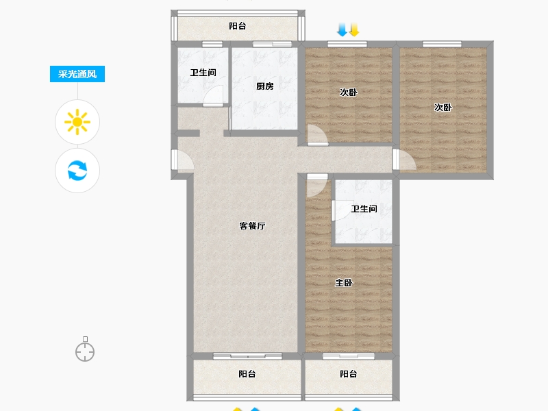 北京-北京市-杨庄北区-120.00-户型库-采光通风