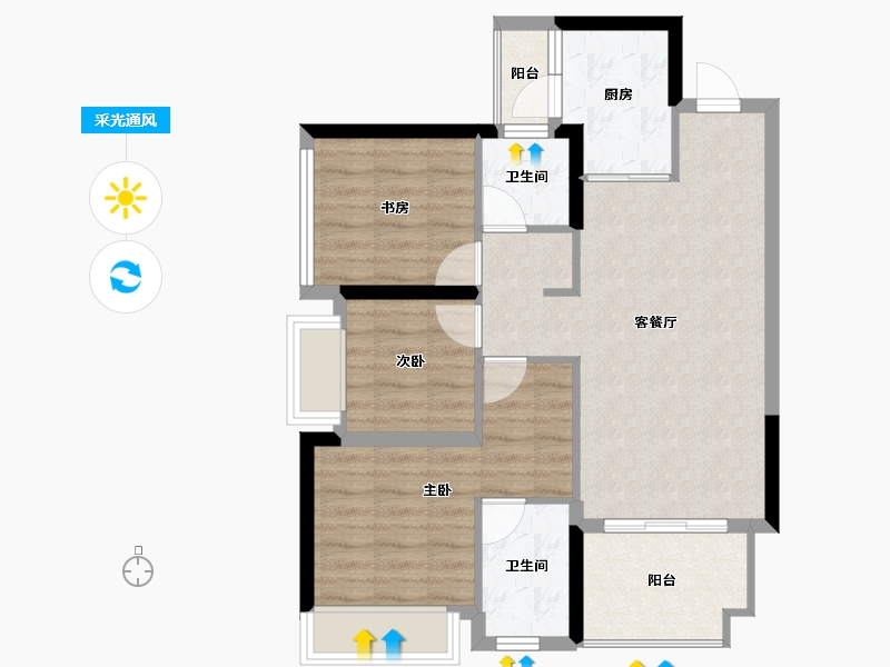 贵州省-贵阳市-学府江来-73.11-户型库-采光通风