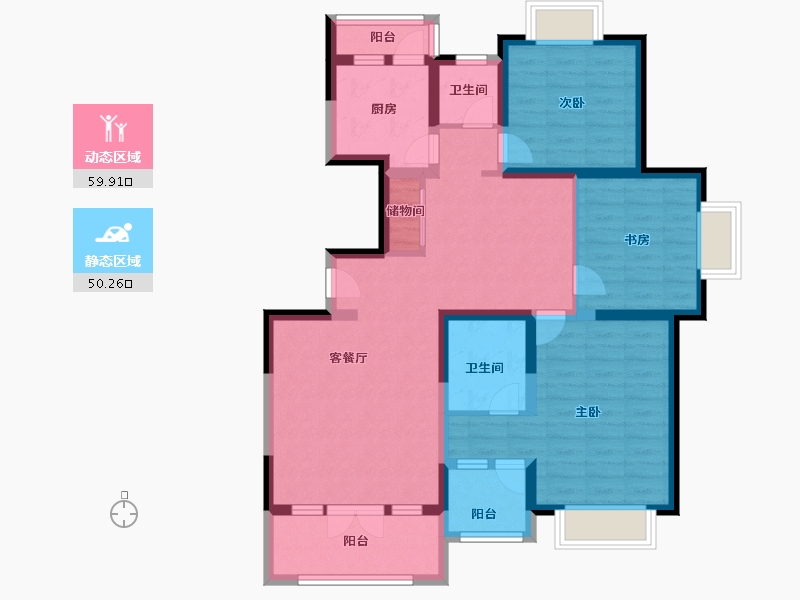 上海-上海市-曹杨五月天-96.80-户型库-动静分区