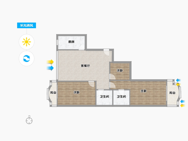 湖北省-武汉市-桥口路小区-104.00-户型库-采光通风