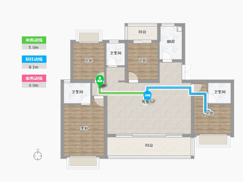 云南省-楚雄彝族自治州-恒业·滨湖一号-107.65-户型库-动静线