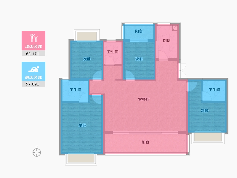 云南省-楚雄彝族自治州-恒业·滨湖一号-107.65-户型库-动静分区