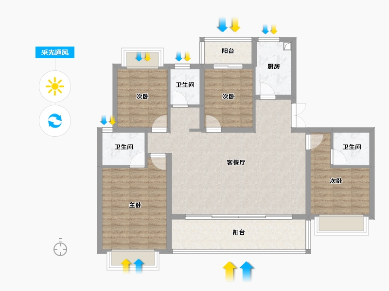 云南省-楚雄彝族自治州-恒业·滨湖一号-107.65-户型库-采光通风