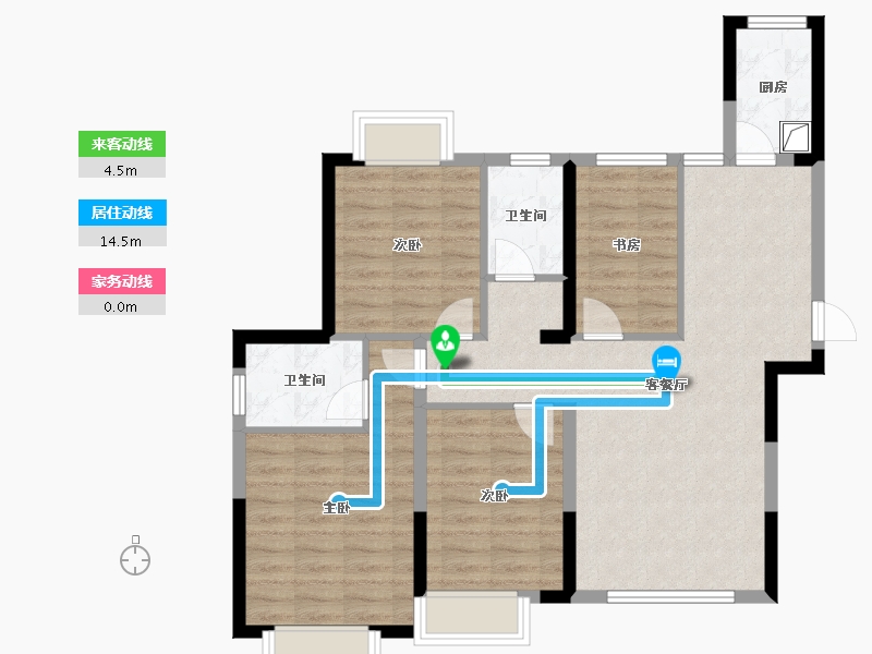 湖南省-岳阳市-福天城-105.60-户型库-动静线